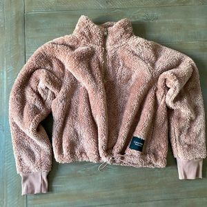 Calvin Klein cropped Sherpa quarter zip